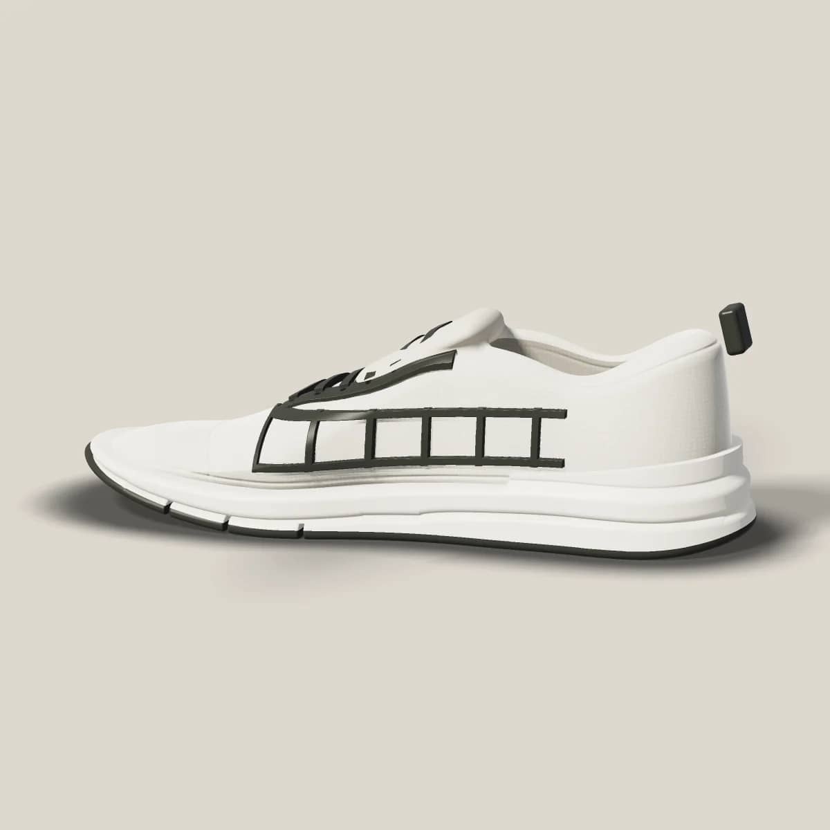 A-02 Relay in Bone/Graphite, heel view