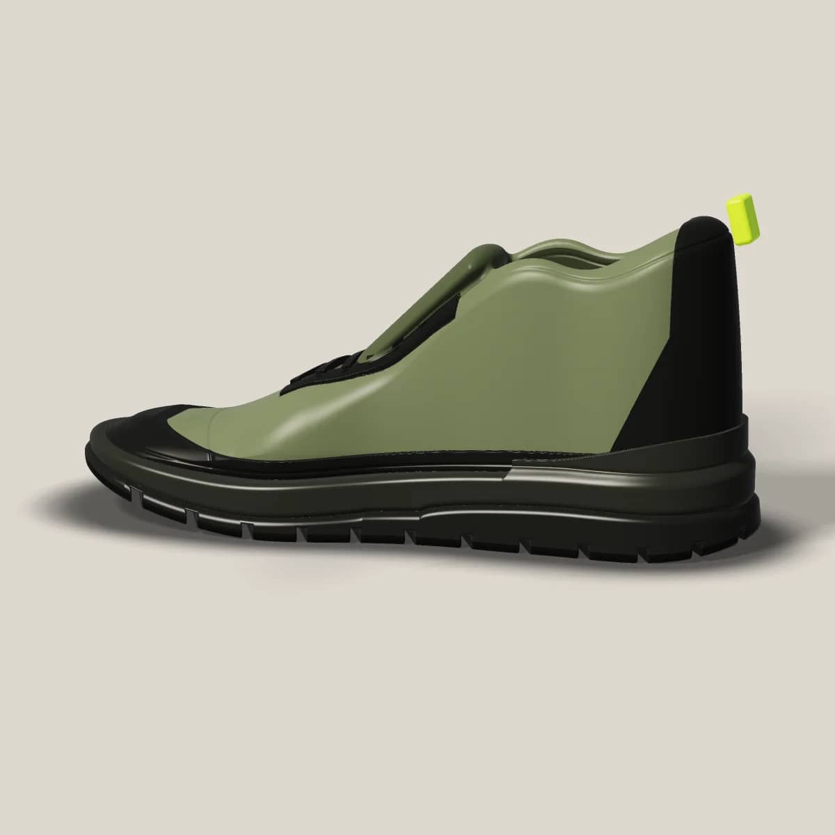 F-03 Verge in Moss/Carbon, heel view